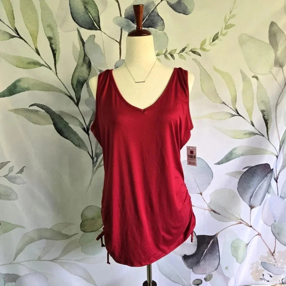 M FASIS | Lavish Cinch Side Tank Top in Red sz 1X - Picture 1 of 10